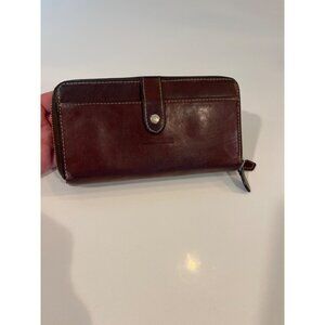 Dooney & Bourke Brown Leather Double-Zip Wallet With Snap Closure For Women